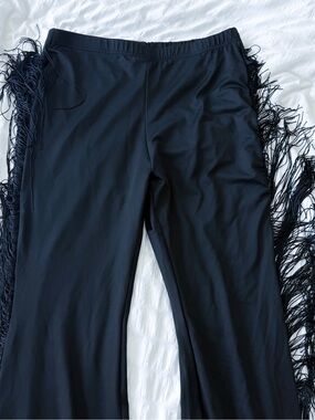 Western / Cowgirl Black Fringe Wide Leg Pants